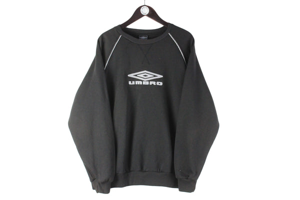 Vintage Umbro Sweatshirt Large black big logo crewneck sport jumper 