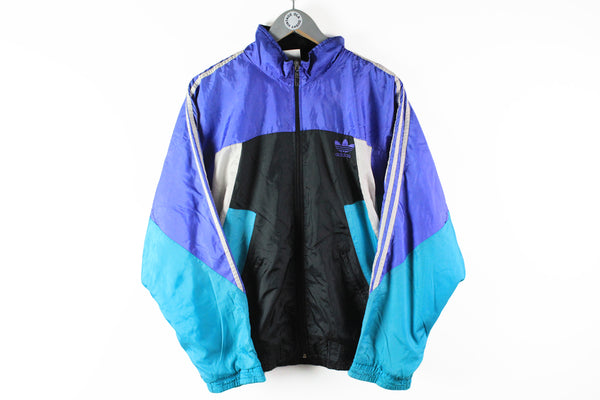 Vintage Adidas Track Jacket Medium purple black 90s retro sport polyester jacket