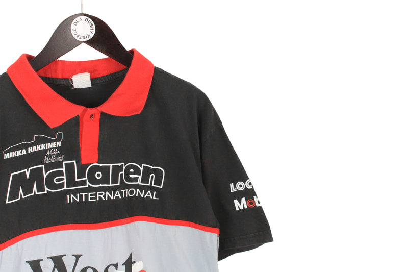 Vintage McLaren Mika Hakkinen Polo T-Shirt Large