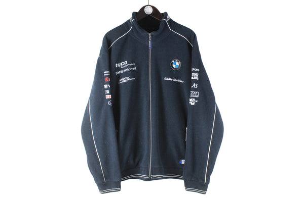 Vintage BMW Motorrad Fleece XLarge / XXLarge full zip blue 90s moto sport GP retro Eddie Stobart sweater
