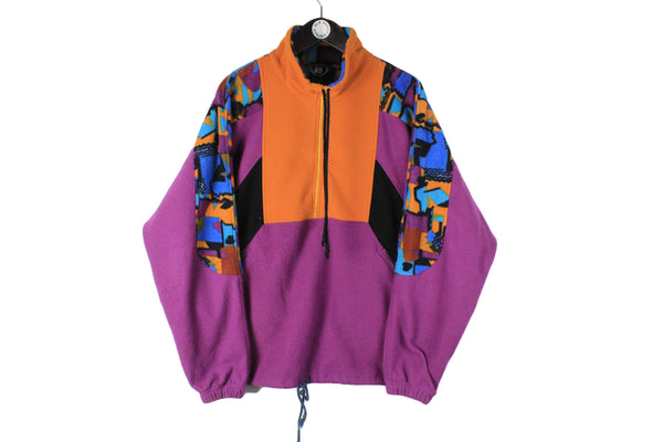 Vintage Fleece Large size men's half zip acid pattern multicolor techwear mountain outdoor sport active wear ski snowboard jumper long sleeve rare retro 90's 80's clothing sweatshirt