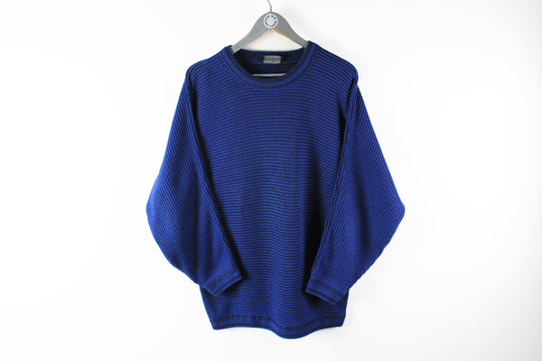 Vintage Carlo Colucci Sweater Medium 90s retro blue jumper size 50