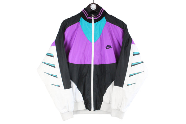 Vintage Nike International Track Jacket  purple black 90s running sport style windbreaker authentic rare light wear