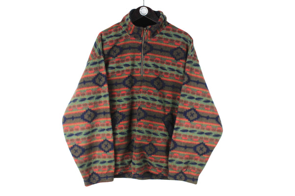 Vintage New Fast Fleece Large size men's 1/4 zip abstract pattern multicolor techwear mountain outdoor sport active wear ski snowboard jumper long sleeve rare retro 90's 80's clothing sweatshirt