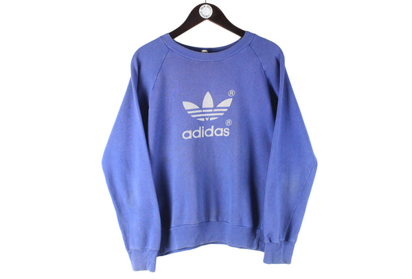 Vintage Adidas Sweatshirt Small  blue big logo 80s retro crewneck sport style jumper