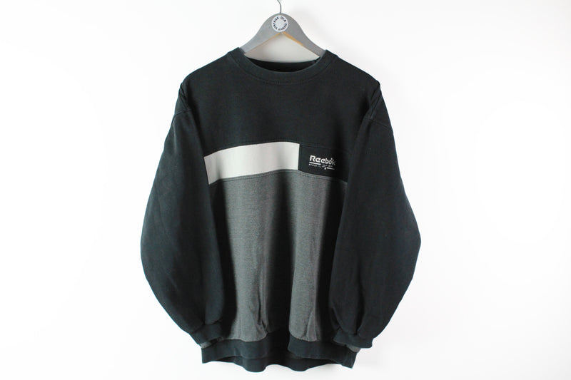 Vintage Reebok Sweatshirt Small classic 90s black gray retro style sport jumper