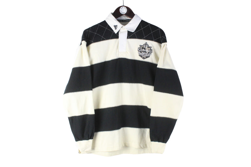 Vintage Guinness Rugby Shirt Medium long sleeve polo t-shirt collared jumper 90s retro logo stout beer sweatshirt