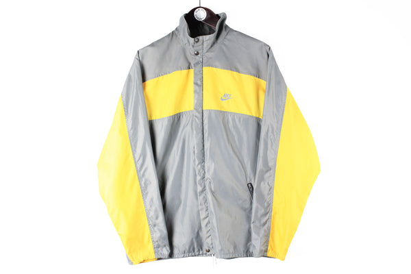 Vintage Nike Track Jacket gray yellow 80s retro sport windbreaker classic USA jacket