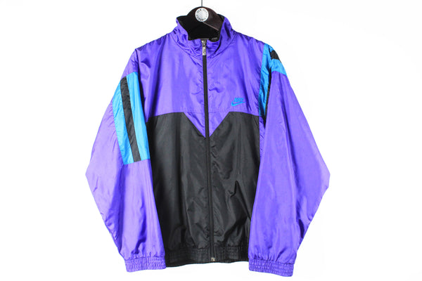 Vintage Nike Track Jacket purple black small logo 90s retro sport jacket windbreaker