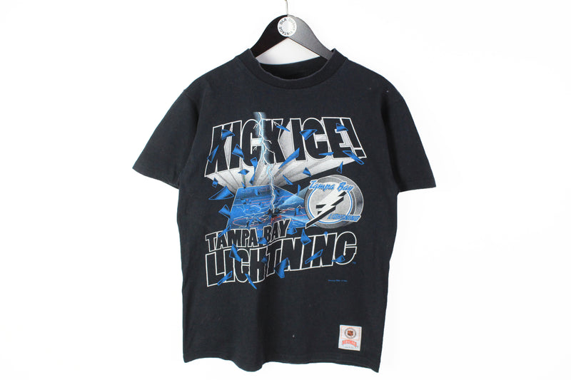 Vintage Lightning Tampa Bay Nutmeg T-Shirt Medium black big logo hockey jersey NHL team tee