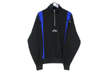 Vintage Asics Sweatshirt Large size men's black 1/4 zip jumper front logo basic pullover sport style 90's athletic long sleeve