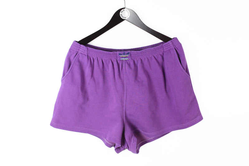 Vintage Adidas Shorts XLarge purple 90s sport cotton shorts