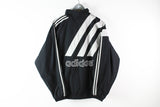 Vintage Adidas Track Jacket Large black white big logo 90s classic Germany sport windbreaker