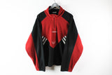 Vintage Adidas Fleece 1/4 Zip Large red big logo black 90s winter sweater sport