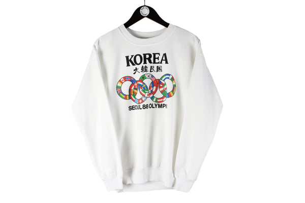 Vintage Korea Seoul 1988 Olympic Games Sweatshirt Small white crewneck 80s retro sport jumper