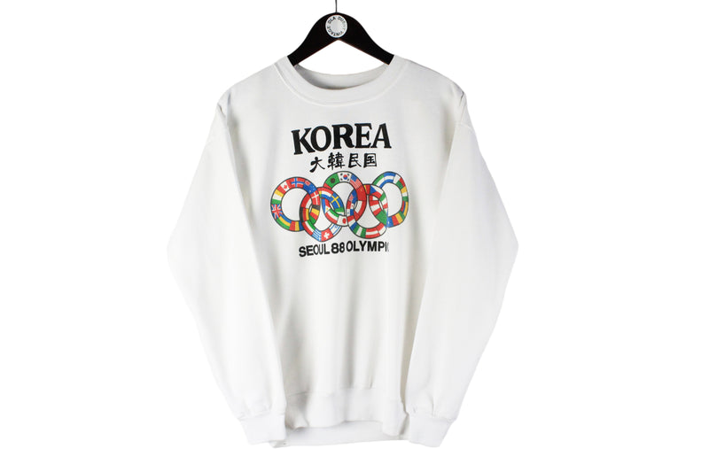 Vintage Korea Seoul 1988 Olympic Games Sweatshirt Small white crewneck 80s retro sport jumper