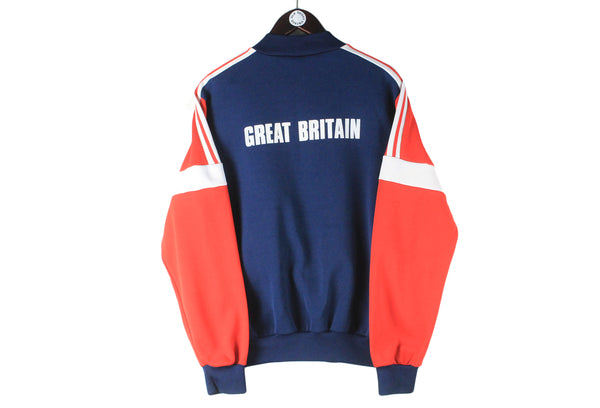Vintage Adidas Great Britain Team Track Jacket Large blue red big logo 80s retro olympic games windbreaker