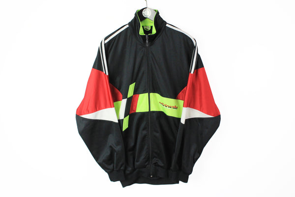 Vintage Adidas Track Jacket Large / XLarge black multicolor 90s sport style windbreaker athletic 