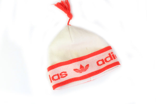 Vintage Adidas Hat made in West Germany white red 80's ski 