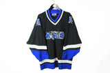 Vintage Orlando Magic Jersey Large big logo black made in Korea Starter V-neck Hockey style NBA t-shirt