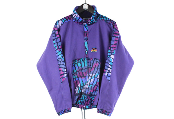 Vintage Salewa Fleece  purple abstract pattern 90s retro sweater small logo jumper ski outdoor winter trekking