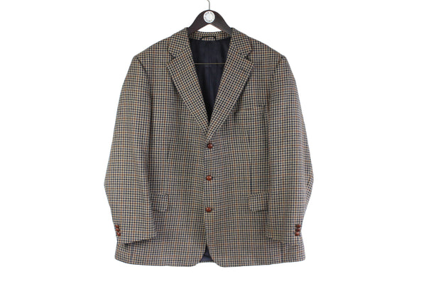 Vintage Burberrys Blazer  plaid pattern retro tweed wool 90s 3 buttons classic jacket
