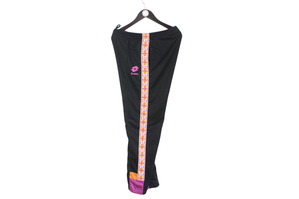 Vintage Lotto Track Pants XLarge black full pant strip logo monogram 90's sport trousers