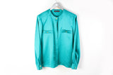 Vintage Louis Feraud Blouse Women's F42 green silk 80s classic shirt