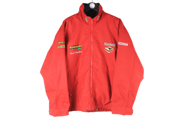 Vintage Winfield Kawasaki Racing Jacket Large moto GP big logo 90s retro racing windbreaker Formula 1