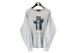 Vintage Ralph Lauren Sweatshirt Medium / Large size basic pullover bear big logo RL USA style 90's trend unisex oversize crew neck gray long sleeve 