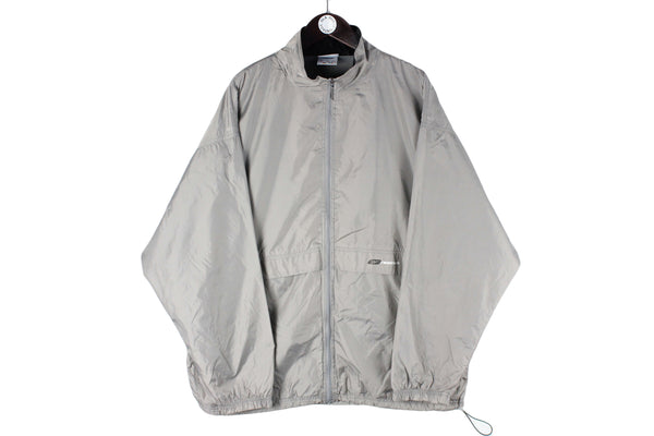 Vintage Reebok Track Jacket XXLarge gray big logo 90s retro sport style light wear windbreaker
