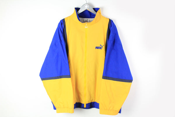 Vintage Puma Track Jacket XLarge blue yellow retro 90s sport jacket