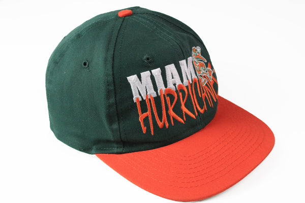 Vintage Miami Hurricanes Cap green orange big logo 90s sport hat
