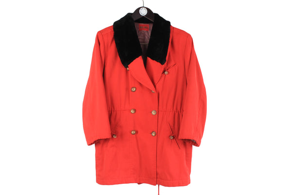 Vintage Kenzo Jacket red peacoat 90s retro coat women's authentic luxury Paris style