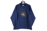 Vintage Calvin Klein Bootleg Sweatshirt  blue big logo 90s embroidery retro crewneck jumper