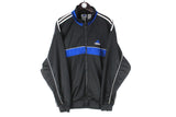 Vintage Adidas Track Jacket XLarge black blue 90s retro big logo sport style windbreaker