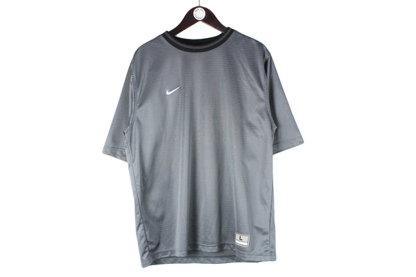 Vintage Nike T-Shirt Large gray 90s jersey style small logo sport USA wear