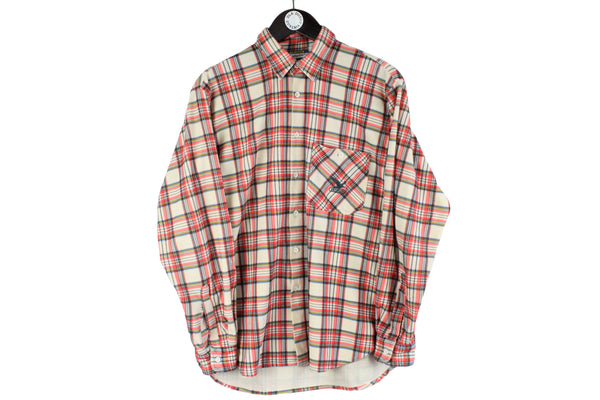 Vintage Salewa Shirt plaid pattern gray red 90s retro long sleeve shirt