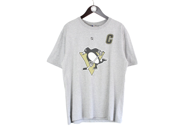 Vintage Reebok T-Shirt Large size gray tee NHL sport wear big logo top authentic athletic wear short sleeve men's oversize