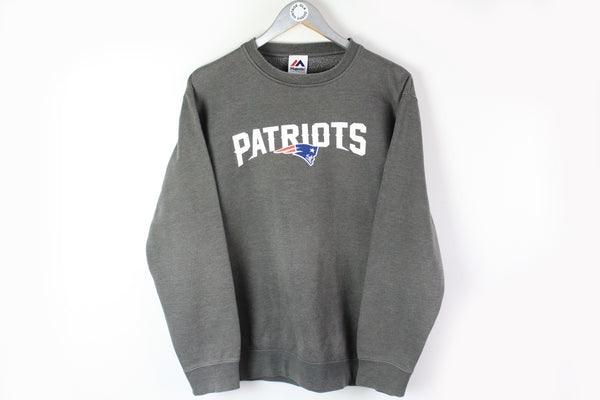 Vintage Patriots New England Majestic Sweatshirt Medium big logo green sport NFL jumper