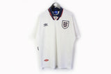 Vintage England 1993/1994 National Team Jersey XLarge white classic retro style football sport polyester t-shirt