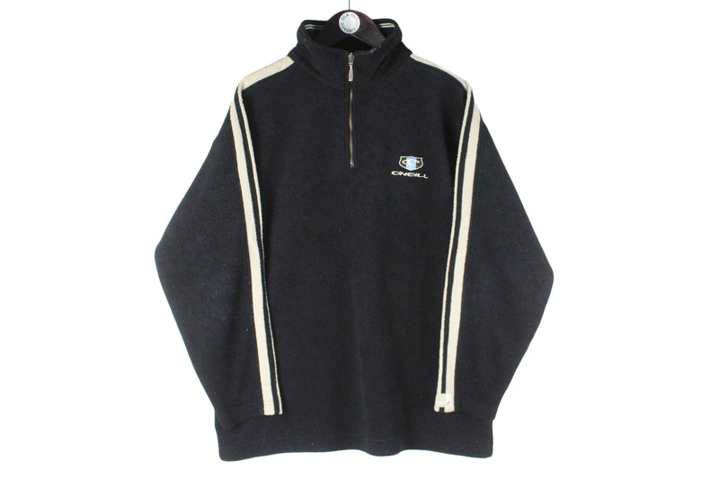 Vintage O'Neill Fleece 1/4 Zip Medium black sweater 90s retro sport jumper