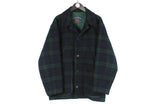Vintage Paul & Shark Coat wool jacket plaid pattern blue green 90s classic casual style