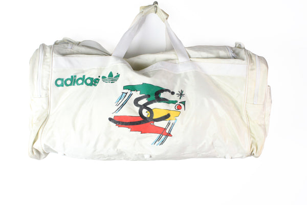 Vintage Adidas Stefan Edberg Duffel Bag white big logo 80's 90's tennis sport travel bag