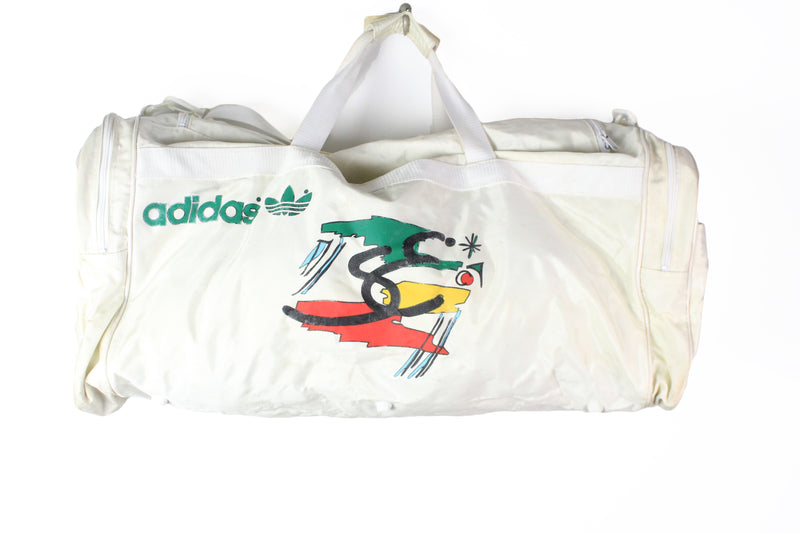 Vintage Adidas Stefan Edberg Duffel Bag white big logo 80's 90's tennis sport travel bag