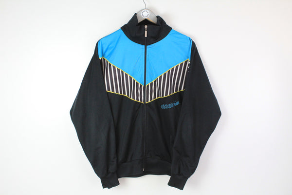 Vintage Adidas Track Jacket Medium black blue crazy pattern 90s sport jacket