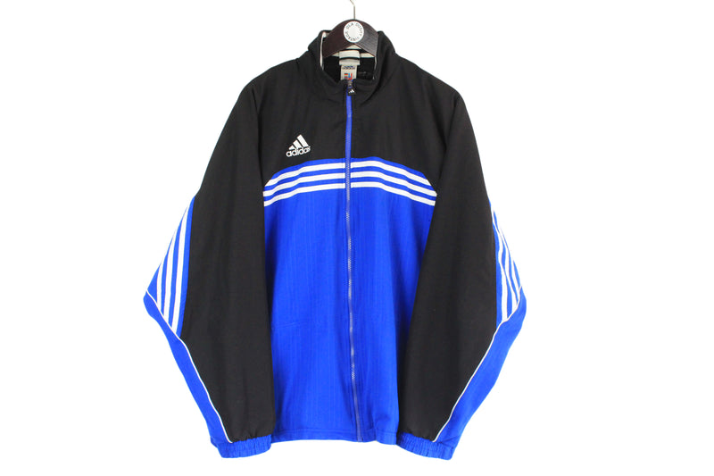 Vintage Adidas Tracksuit XLarge size men's full zip track jacket and pants blue black 90's style classic athletic authentic wear 80's sport suit tree srtips brand