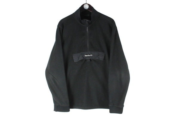 Vintage Timberland Fleece Half Zip XLarge black small logo 00s 90s sweater sport style jumper