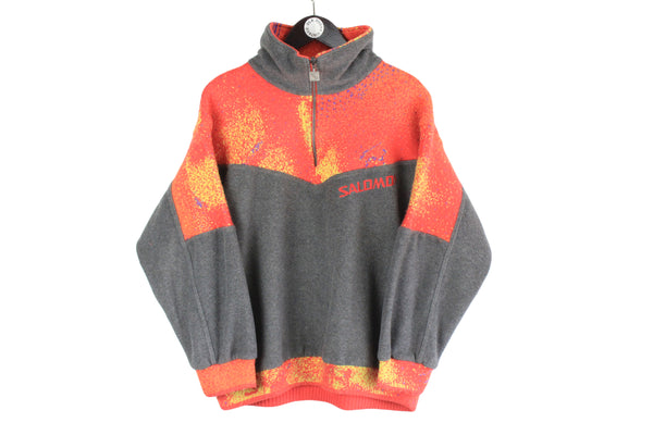 Vintage Salomon Fleece Small size 1/4 zip pullover warm winter outdoor sweatshirt gray orange long sleeve 90's style brand retro outfit