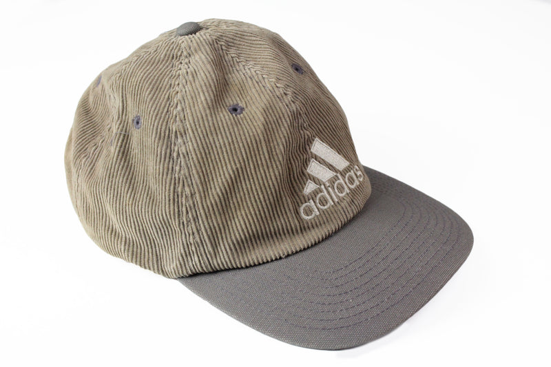 Vintage Adidas Cap brown corduroy hat 90s 